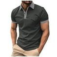 thumbnail image 5 of MQLKF Men's Short Sleeved Shirt Casual Pocket Stitching Button Shirt Breathable Comfortable Handsome Men's Polo Shirt, 5 of 5