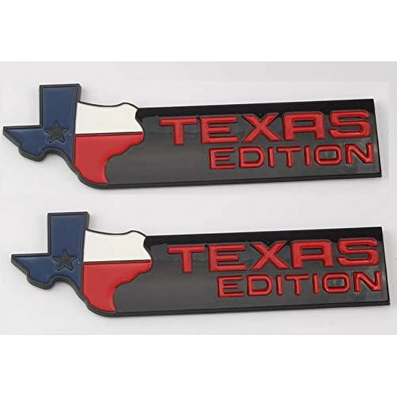 Muzzys (SET OF 2) -BLACK XL- TEXAS EDITION Emblems Badges FITS F150 F250 F350 Tailgate, Universal Stick On Ram, Tundra Tacoma, Silverado, Titan, Hood Door Grille Fender