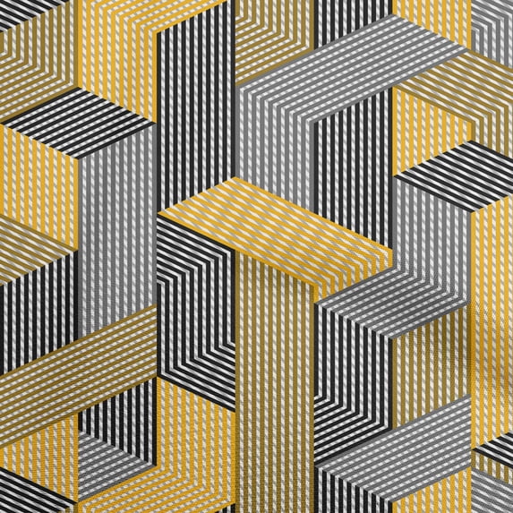 oneOone Polyester Spandex Yellow Fabric Geometrical Fabric For Sewing Printed Craft Fabric By The Yard 56 Inch Wide