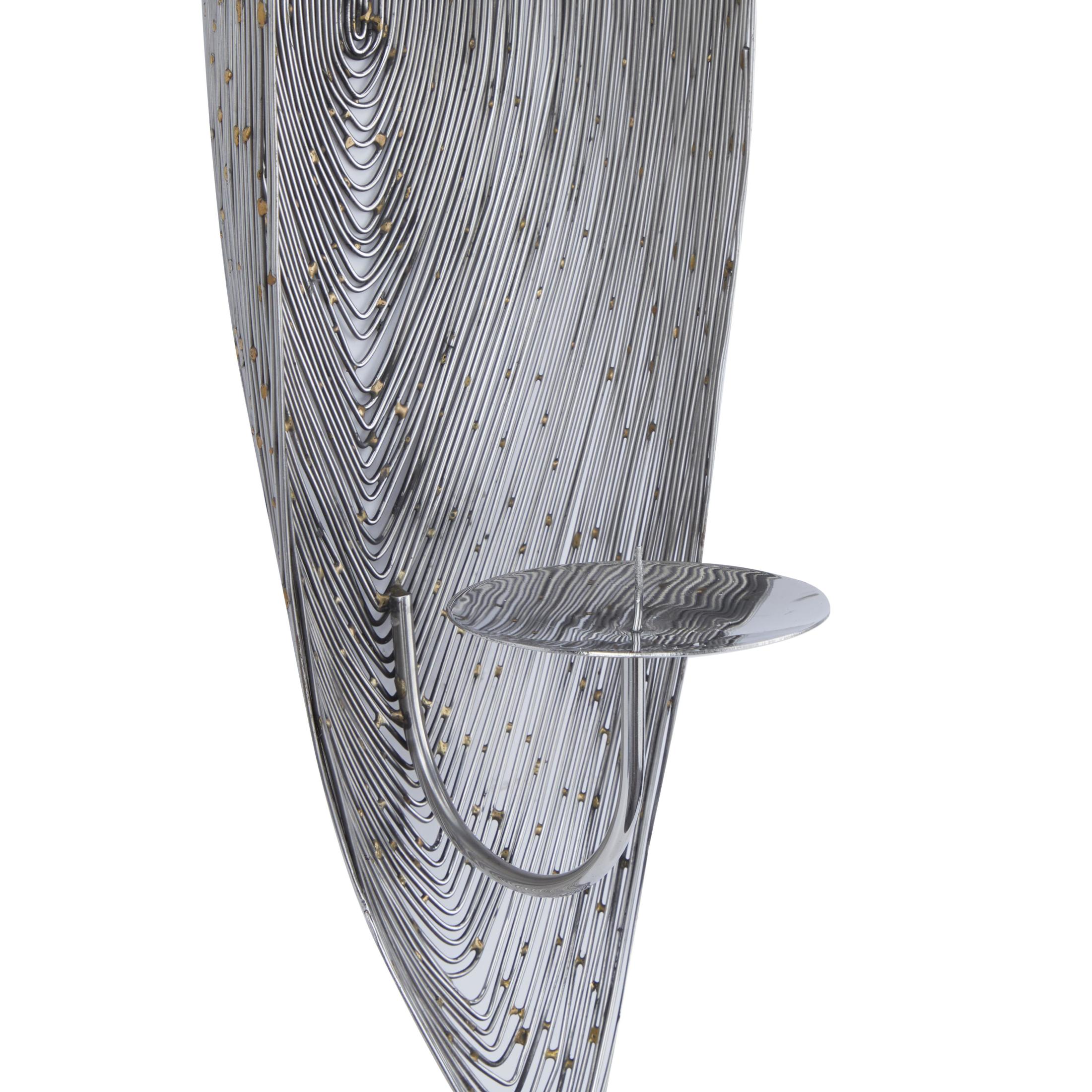 CosmoLiving by Cosmopolitan Silver Stainless Steel Metal Leaf Wall Sconce