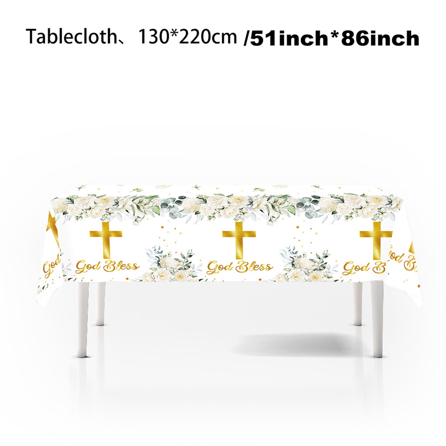 161 Pcs White God Bless Tableware Set, Baptism First Holy Communion Party Decorations Supplies for Newborn Baby Shower, Baptism Church Cross White Floral, Serves 20 Guests