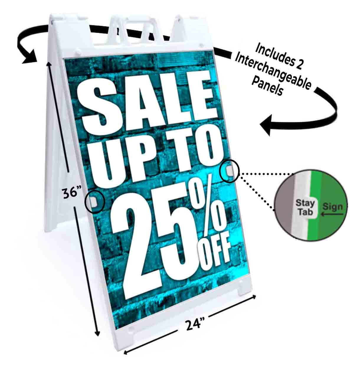 Sale Up To 25 Percent Off (24" X 36") Deluxe A-Frame Signicade, Includes 2 Removable Panels & Stand