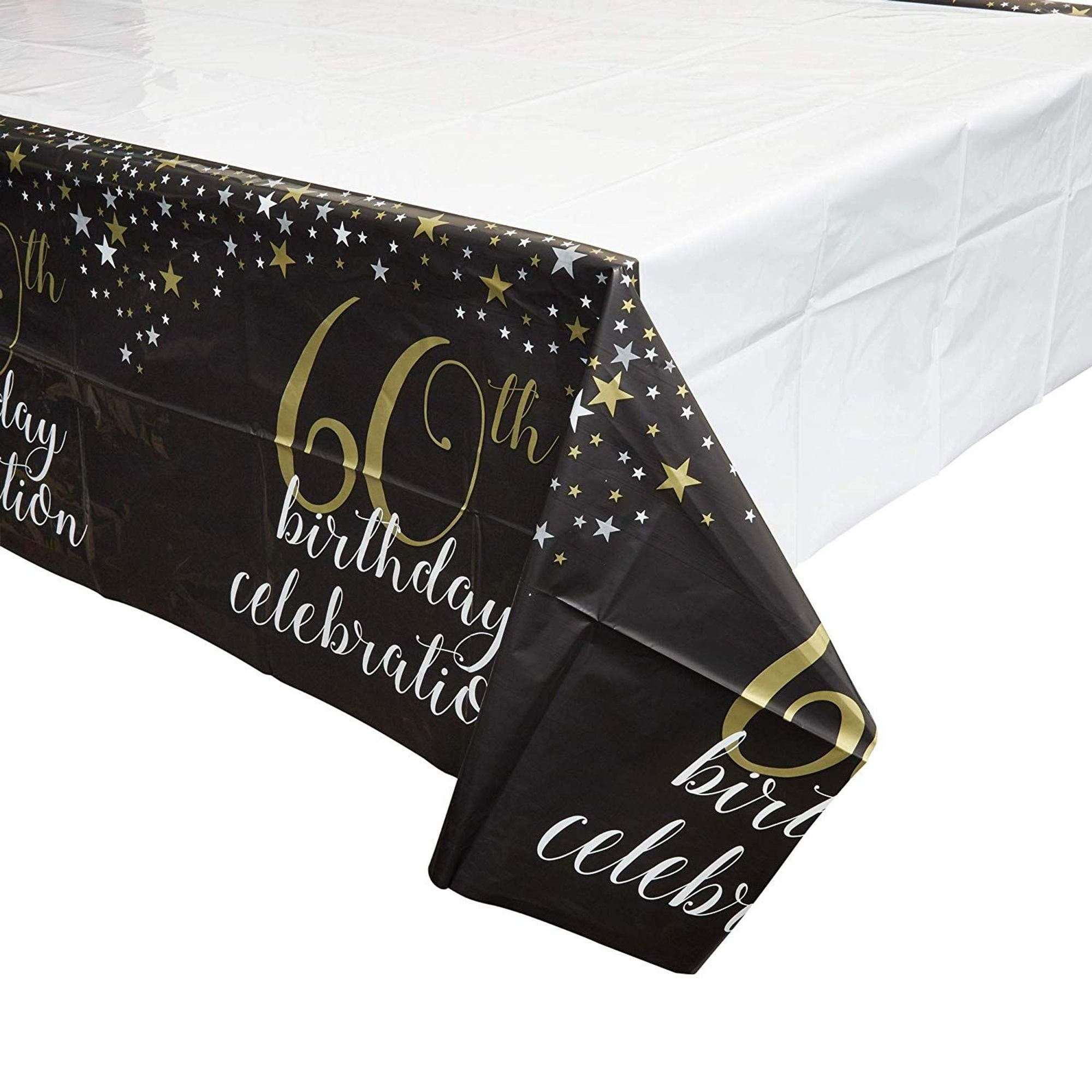 3 Pack 60th Birthday Party Tablecloth Table Cover, Party Supplies