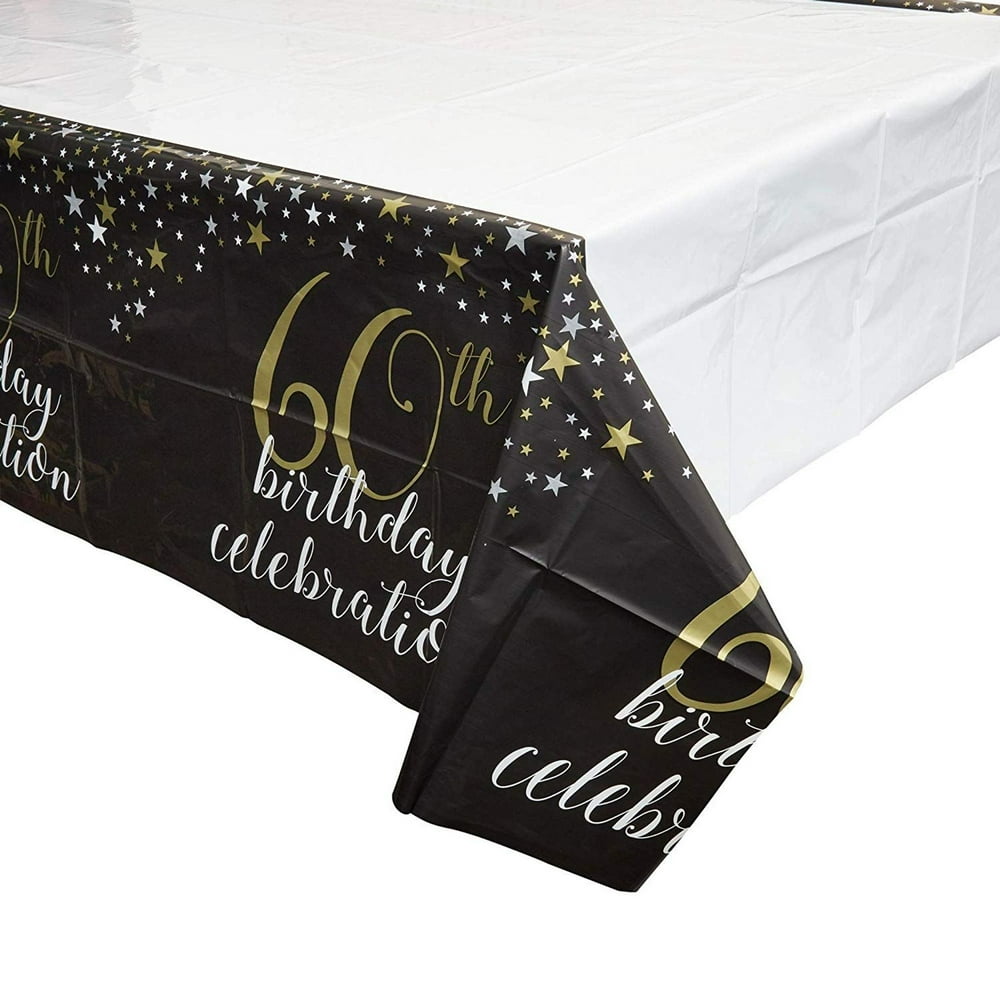 3 Pack 60th Birthday Party Tablecloth Table Cover, Party Supplies