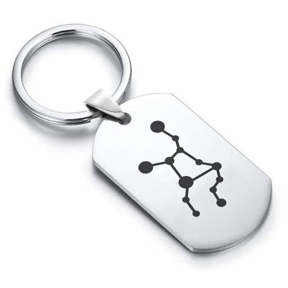 Stainless Steel Virgo (Maiden) Astrology Constellation Dog Tag Keychain Circle Ring