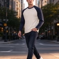 thumbnail image 5 of Rvwovn Men's Raglan Long Sleeve Tee, Crew Neck Casual Baseball Workout T-Shirt, Classic Color Block, 5 of 6