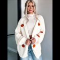 thumbnail image 4 of Suéter con Bordado de Calabaza para Mujer, Cuello en V, Holgado, Informal, de Punto, , para las Fiestas. L, 4 of 10