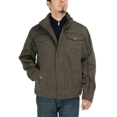 Luciano Natazzi Men's Light Weight Cotton Lightly Thermal Padded Jacket Olive Military