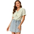 thumbnail image 1 of Tops Con Volantes En El Cuello Con Estampado Floral Para Mujer Verde claro XS, 1 of 6