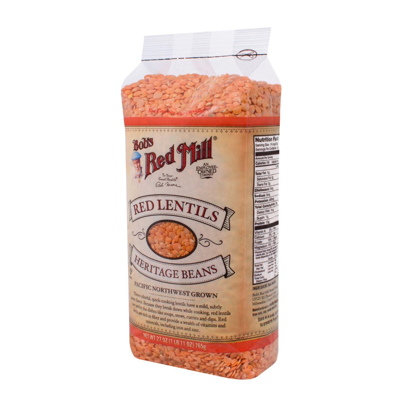 Bob's Red Mill Red Lentils Beans 27 oz Case of 4 by