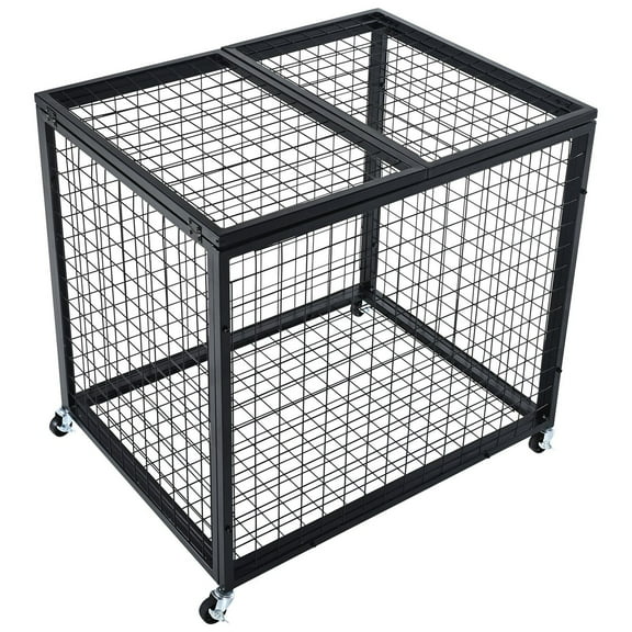 STAWAY Sports Ball Storage Cart - Lockable Basketball Cage with Double Lids, Durable Steel Organizer with 4 Swivel Wheels for Indoor & Outdoor Use, Perfect for Garages, Gyms & Schools