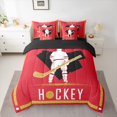 thumbnail image 2 of Homewish Sports Game 7-Piece Bedding Comforter Set,Boy Ice Hockey King Bedding Sets,Black Red Gold Bed Sheets For Children,Breathable Room Decor Reversible, 2 of 8