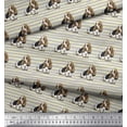 thumbnail image 3 of Soimoi Cotton Cambric Fabric Stripe & Basset Hound Dog Print Fabric by The Yard 42 Inch Wide, 3 of 4