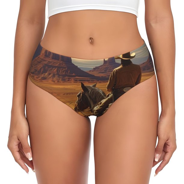 Balery Western Desert Cowboy Cloud Ropa Interior de Algodón para Mujer con Dibujo – Braguitas Cómodas y Elásticas, Estilo Clásico-XX-Large