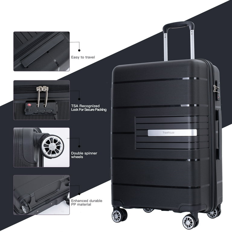 Tripcomp 3pc Rolling Hard Shell Luggage Set - Spinner Wheels, TSA, Carry-On (20 Tripcomp 3pc Rolling Hard Shell Luggage Set - Spinner Wheels, TSA, Carry-On (20