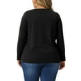 thumbnail image 3 of Agnes Orinda Women's Plus Size Tops Tshirts Cross V Neck Casual Long Sleeves Blouse Top 1X Black, 3 of 6