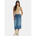thumbnail image 2 of Time and Tru Women's Denim Midi Utility Skirt, Sizes 0-20, 2 of 5