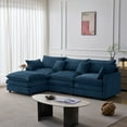 thumbnail image 3 of 105" Modular Sectional Couch, 3 Seater Convertible L-Shape Couch with Removable Ottoman, Upholstered Soft Chenille Fabric Sofa, 23.5'' Deep Seat, Blue, 3 of 9