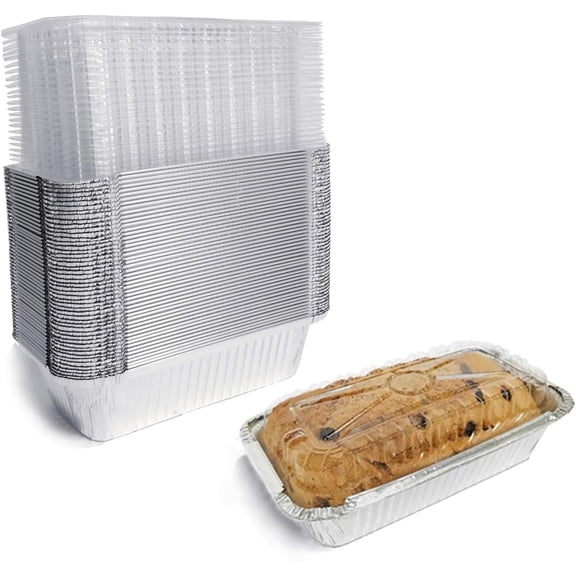 Aluminum Foil Bread Pans Disposable | 1.5lb Loaf Pans with Lids | 50 Pack | Dessert Boxes - Perfect for Baking, Storing, Takeout