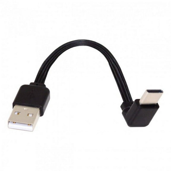 FVH 13cm USB 2.0 Type-A Male to USB-C Type-C Up Down Angled 90 Degree Data Flat Slim FPC Cable for FPV Disk Phone