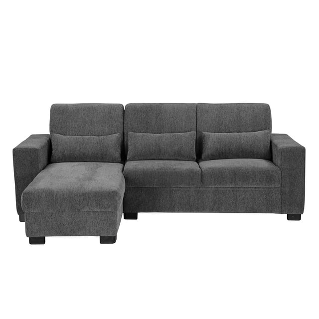 Sofá Love Chaise Izquierdo en L Eros 3 Plazas Gris Carbón para Sala