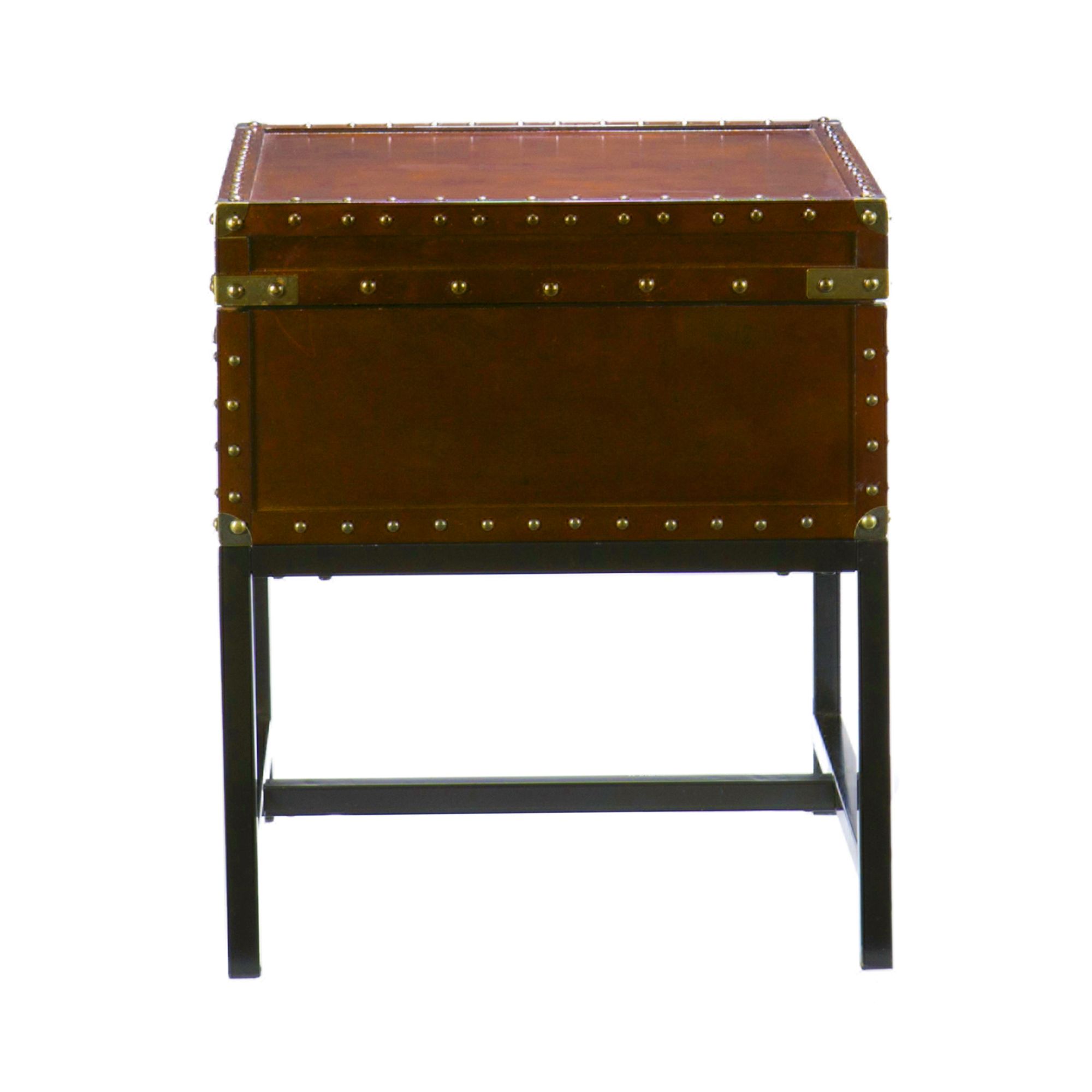 23" Brown and Gold Contemporary Square End Table with Storage