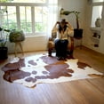 thumbnail image 3 of Genuine Cowhide Rug - Natural Leather Hide Rugs for Living Room & Area Rug for Bedroom - Real Cowhides Rug for Rustic Home Decor - Chromatic Brown & White Cowhide Rugs, 6x6-7ft, 3 of 9
