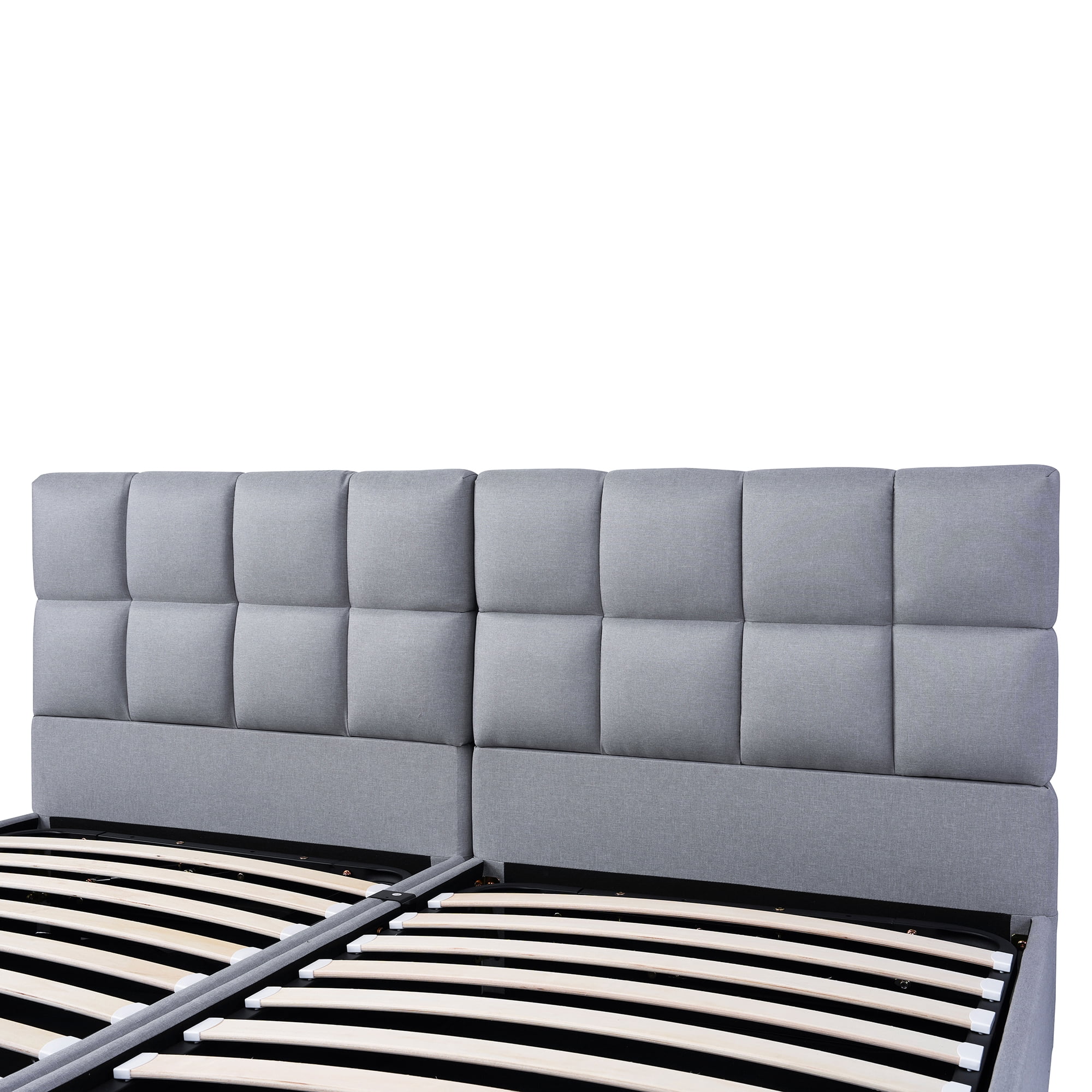 2 Pcs Twin Size Upholstered Platform Bed with Underbed Hydraulic Storage System