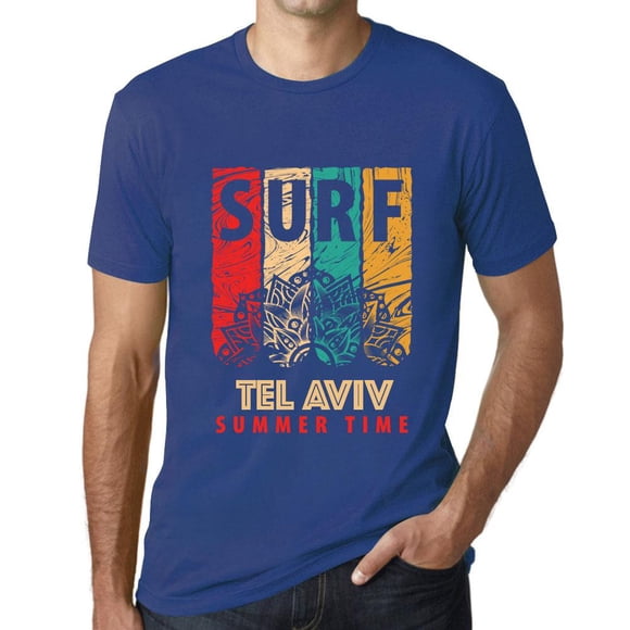 T-Shirt Graphique pour Hommes Été Temps Surf à Tel Aviv Éco-Friendly Édition Limitée Tee-Shirt Vintage Anniversaire Cadeau Nouveauté