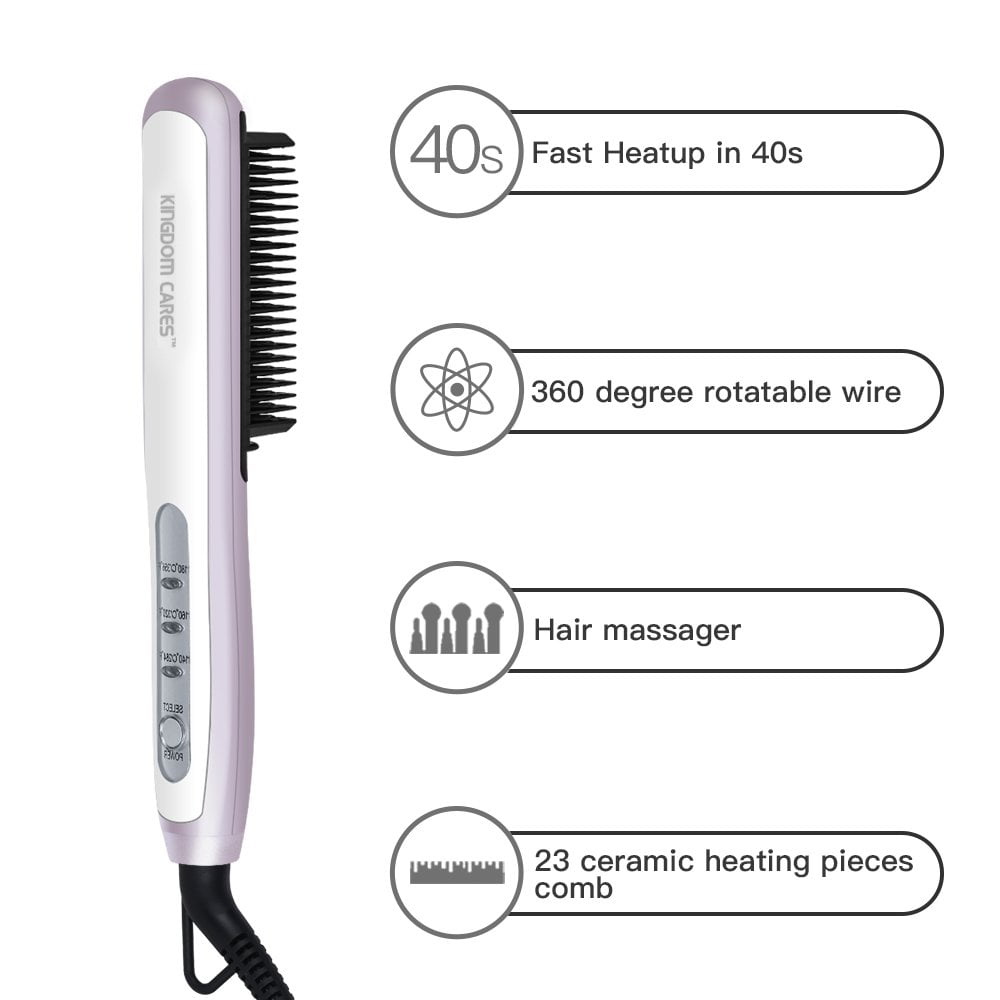 KINGDOMCARES Hair Straightener Brush, PTC Faster Heating Straightening Brush  Styler At Home Purple 