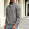 thumbnail image 5 of Chiccall Mens Plus Size Sweatshirts Textured Mock Neck Long Sleeve Pullover with Pocket Casual Loose Quarter Zip Athletic Sweatshirts for Men, 5 of 6
