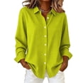 thumbnail image 2 of NominalSnugButton down Shirts for Women Long Sleeve Plaid Shirts Ruffle Blouses Business Casual Tops 2026 Trendy Outfit, 2 of 8