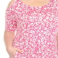 thumbnail image 5 of White Mark Short Sleeve Cold Shoulder Leopard Print Tunic Top, Women's Plus, 1X-3X, 5 of 6