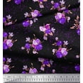 thumbnail image 2 of Soimoi Blue Rayon Fabric Leaves & Floral Decor Fabric Printed BTY 56 Inch Wide, 2 of 3