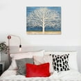 thumbnail image 3 of Orinice  Modern Tree Canvas Wall Art Teal Blue and White Pictures Large Abstract Decor Framed Landscape Oil Painting Artwork with 3D Texture and Gold Foil for Living Room Bedroom20x16in 20x16in, 3 of 3