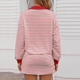 thumbnail image 5 of 2 Piece Skirt Sets Women Striped Baggy Lapel V Neck Sweatshirt Elastic Waist Lounge Sweatsuits Skirted Outfits (XL, Red), 5 of 8