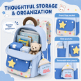 thumbnail image 3 of Lomyolo Kids Backpack for Girls 3-8, Small School Backpack for Preschool Kindergarten, Lightweight Toddler Backpack with Cartoon Patterns, Oxford Bookbag for Travel-BLUE, 3 of 7