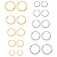 thumbnail image 1 of Juego de pendientes tipo argolla Senteria, plata y oro, acero quirúrgico, 10 pares, 1 of 6