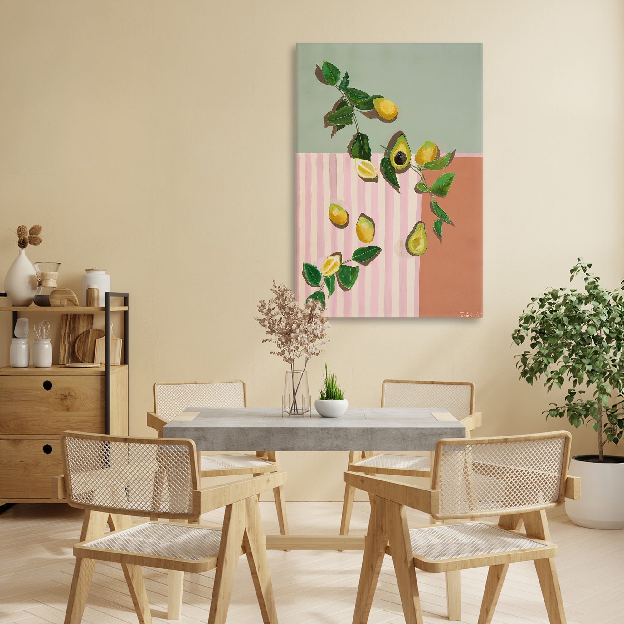 Stupell Industries Midcentury Avocado & Lemons Canvas Wall Art, design by Dani Heyward