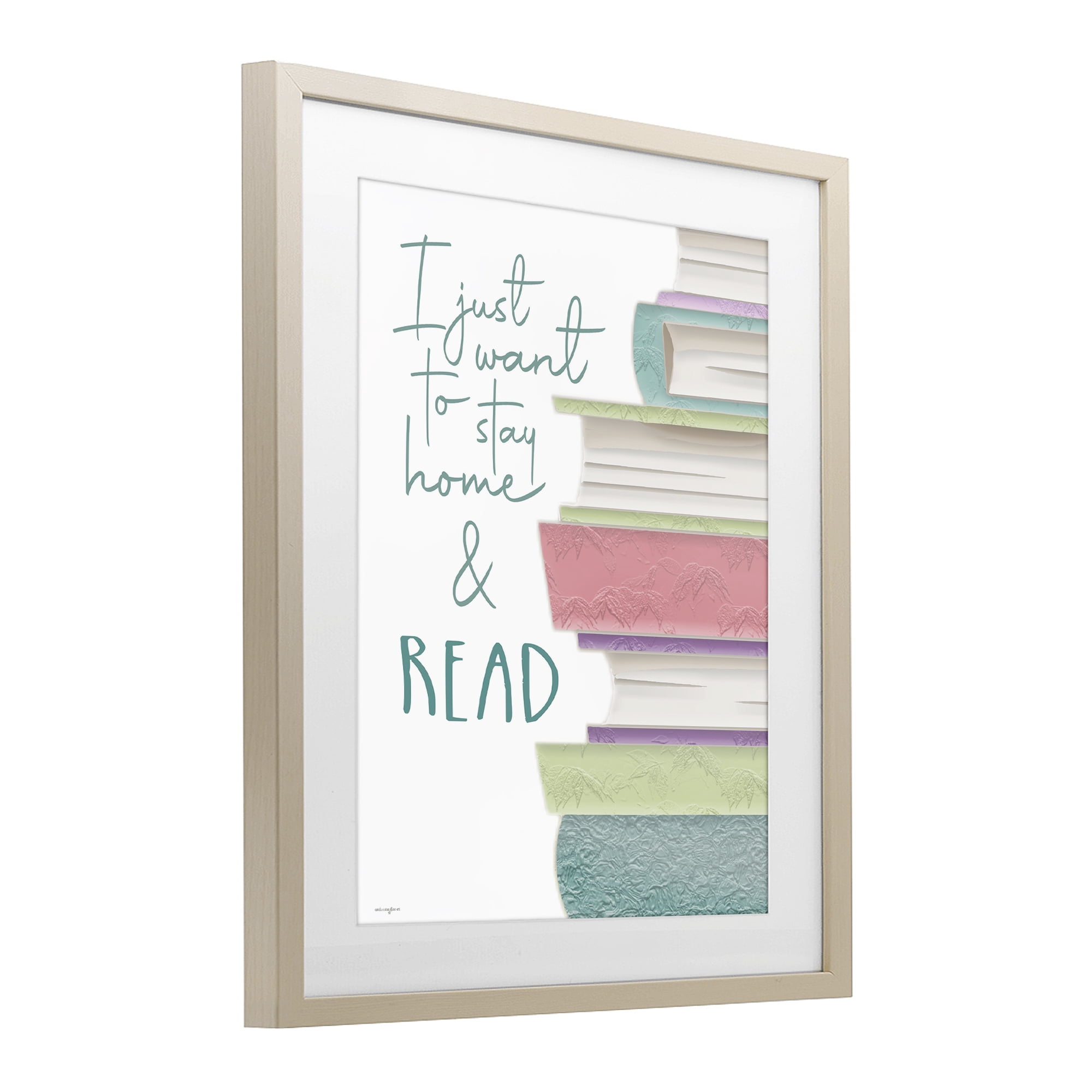 Stupell Industries Stay Home & Read Birch Framed Print Under Glass, design by Seven Trees Design