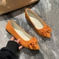 thumbnail image 4 of hopeusnice Women's Suede Bowknot Flat Shoes Pointed Toe Ballerina Flats Comfortable Slip On Loafers Ladies Ballerina Shoes for Wedding Party Orange 38, 4 of 4