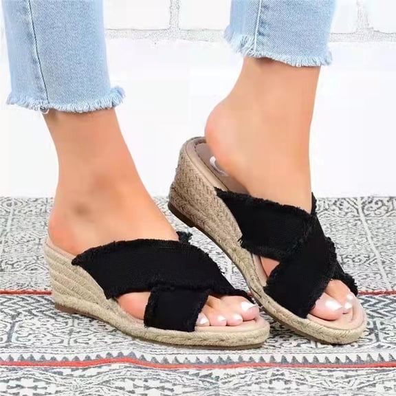 Hvyesh Wedge Sandals for Women Dressy Summer Peep Toe Sandals Comfy Hollow Out Sandals Fashionable Breathable Sandal Size 7.5