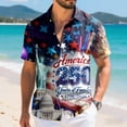 thumbnail image 5 of UngA 250 Anniversary Shirts, American Flag Mens Hawaiian Shirt Short Sleeve 3D Graphic Button Down T-Shirts for Men Holiday Beach Shirts (Dark Blue,3XL), 5 of 6