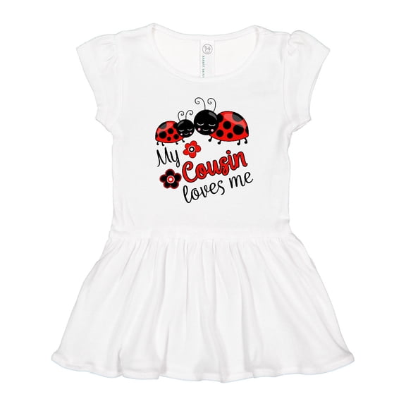 Inktastic My Cousin Loves Me with Cute Ladybugs Girls Toddler Dress