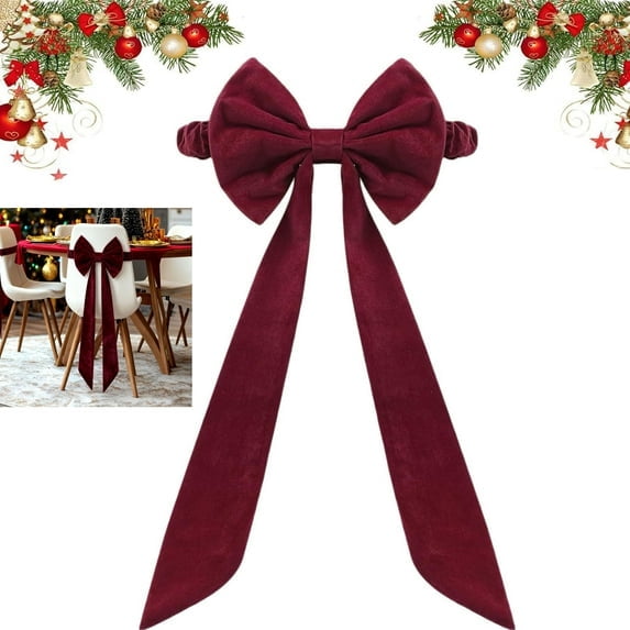 Chair Sashes Christmas Red Chair Bows for Chairs, Elastic Burgundy Velvet Sashes Chairs Bows for Christmas Banquet Home Wedding Events Holiday Event Decor Banquets Party velvet chair sashes