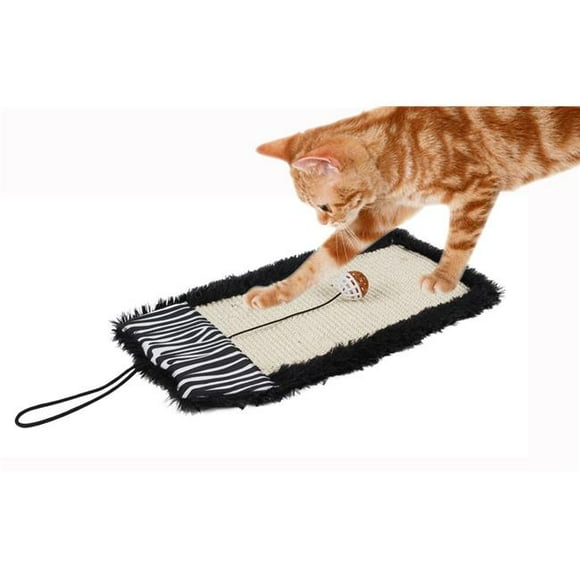 Sisal & Jute Hanging Carpet Cat Scratcher with Toy, Black - One Size