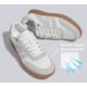 thumbnail image 5 of Zapatillas LUCKY STEP para mujer, clásicas, retro, suela de goma, piel blanco/gris, 5 of 8