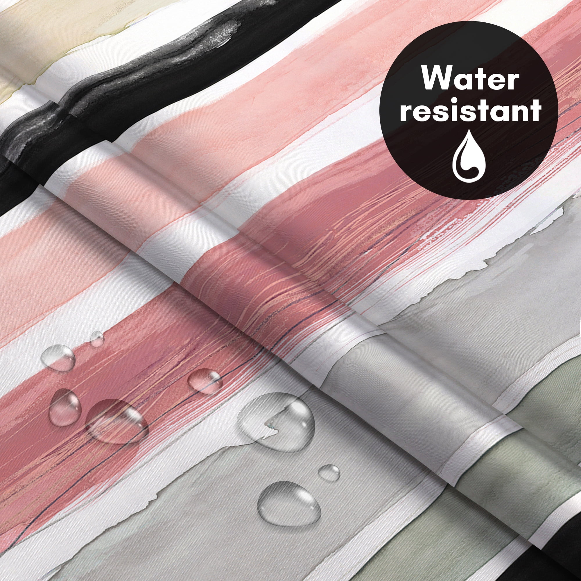 Americanflat 72x75 Hookless Shower Curtain - Abstract Pink Cream Shower Curtain with Sheer Panel, Snap-In Liner, and Grommets - 100% Polyester