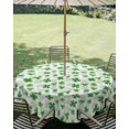 thumbnail image 3 of Outdoor Tablecloth with Umbrella Hole Zipper St. Patrick's Day Round Tablecloth 54" Waterproof Outside Table Cloth Lucky Shamrock Green Spring Plants Vintage Patio Table Cover Tablecloths for Picnic, 3 of 8