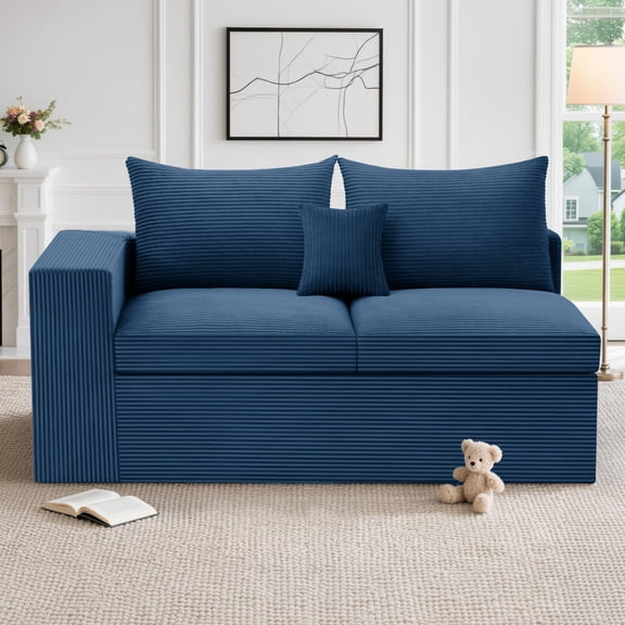 AHB Modular Sectional Loveseat Sofa, Cloud Couch for Living Room, 2-Seater Floor Sofa with Armrest & Pillows, Corduroy Loveseat for Small Spaces, Comfy Foam Couch for Apartment Dorm